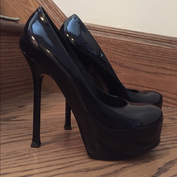 Yves Saint Laurent Navy Blue Patent Platform pumps - Picture 1 of 4